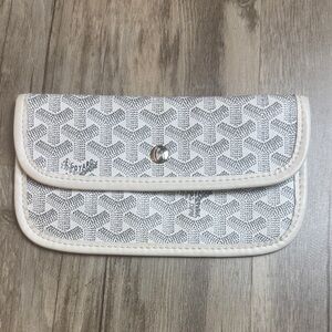Goyard White Goyardine Canvas Glasses Case Pouch Snap Closure
